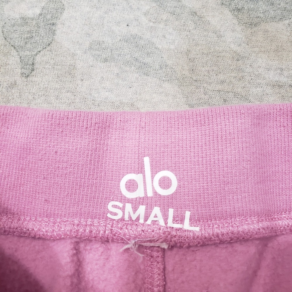 Alo Jogger Pants Womens Small Pink Fleece Drawstring Gym Fitness Running - Picture 9 of 12